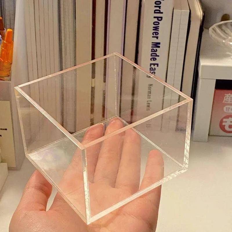 ⭐ iLado ⭐  hộp đựng đồ trong suốt hộp để bàn với nhãn dán acrylic kệ máy tính xách tay tủ bàn mini chất lượng cao màu rắn chất lượng cao kệ văn phòng phẩm để bàn đồ dùng học tập dụng cụ học tập