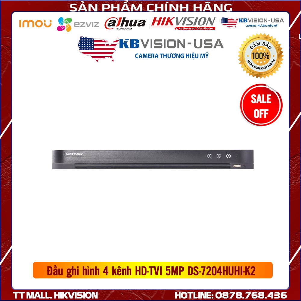 Đầu ghi hình 4 kênh HD-TVI 5MP HIKVISION DS-7204HUHI-K2 Tên miền trọn đời