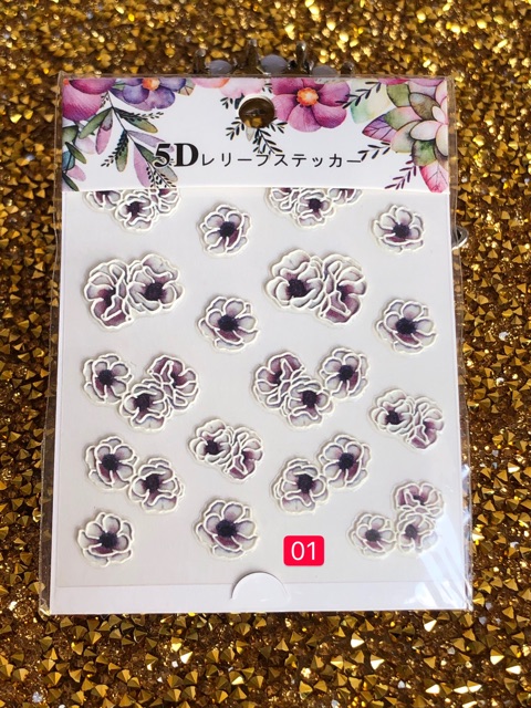 Sticker hoa nổi 5d miếng dán móng hot mới