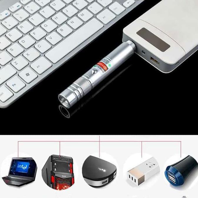 Bút Chiếu Tia Laser Xanh Lá / Xanh Lá / Đen Có Thể Sạc Lại Usb