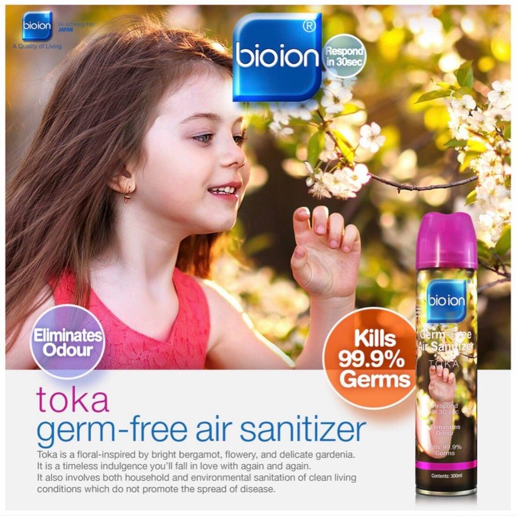Chai Xịt Bioion Germ-Free Air Sanitizer Làm Sạch Khuẩn Không Khí Hương Toka 300ml