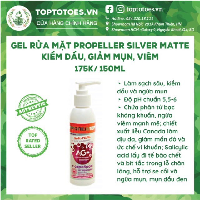Gel và Foam rửa mặt Propeller SOS Silver Matte kiềm dầu, giảm mụn, viêm