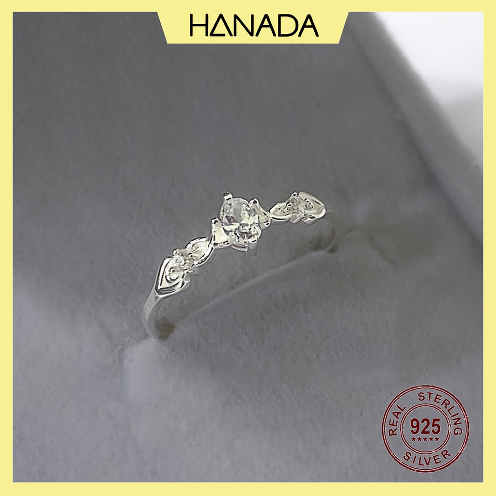 Nhẫn Nữ Bạc 925 Kiểu Cách Điệu Đính Đá Đá Lấp Lánh Hanada Phụ Kiện Trang Sức Bạc 0061 N14