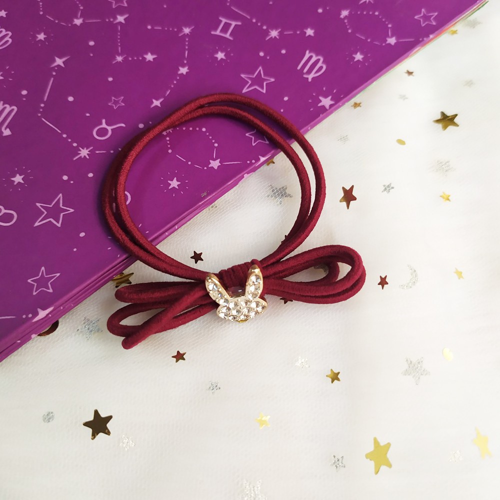 Dây cột tóc nơ đính hạt xinh xắn