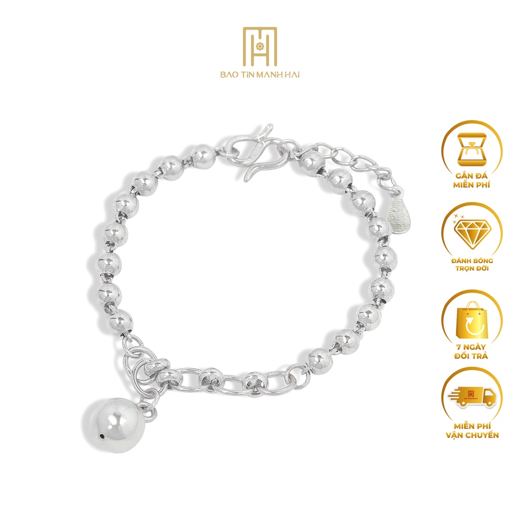 Lắc tay bi trẻ em bạc ta cao cấp sáng sáng bóng phong cách Kute LB01 Bảo Tín Mạnh Hải