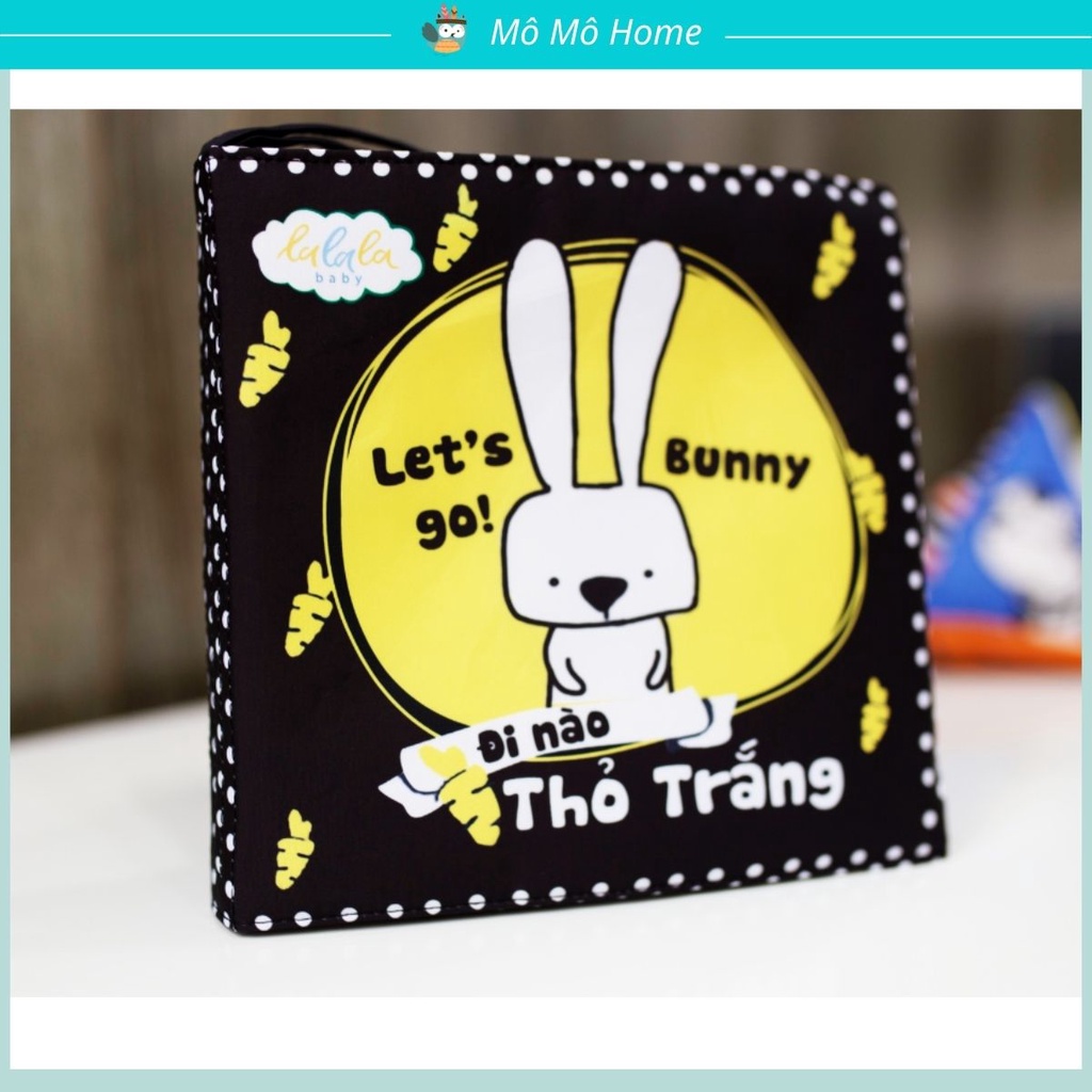 Sách vải Song ngữ cho bé Lalala baby  kích thích thị giác &quot; Đi nào thỏ trắng - Let's go Bunny&quot;