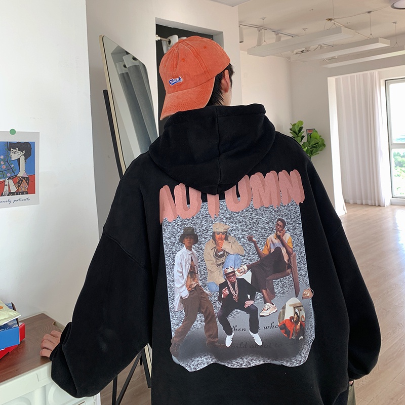 Áo hoodie dài tay lót nhung phong cách hip hop đường phố Âu Mỹ cho nam