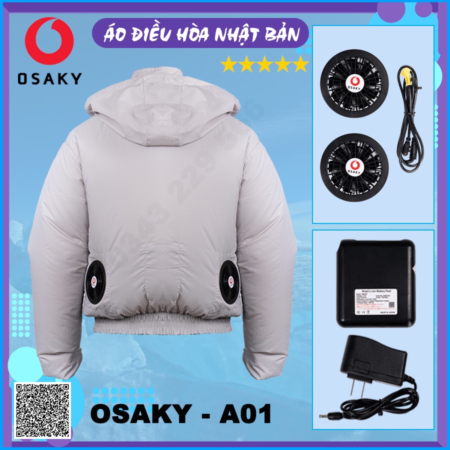 Áo Điều Hòa OSAKY Nhật Bản, Áo Khoác Điều Hòa Nhiệt Độ Chống Nắng Chống Nóng - Ghi Trắng