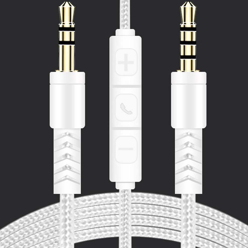 Cáp âm thanh Aux có mic bện nylon dùng cho điện thoại