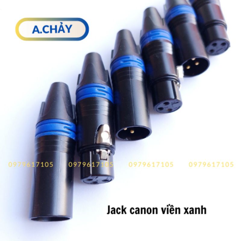 Jack canon xlr, jack canon đực cái, xanh đen chân mạ vàng 4 chiếc  A.Chảy