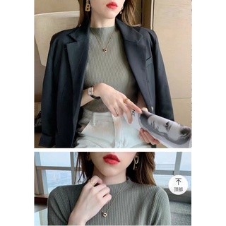 Áo len cộc tay cổ tròn kiểu dáng BASIC