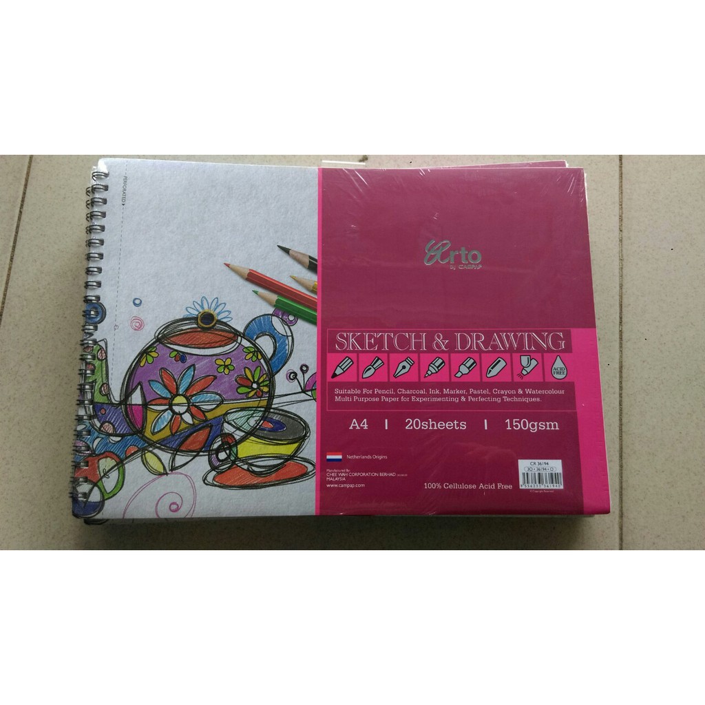[ TÂM TÂM ]-Sổ vẽ phác thảo cao cấp CHEE WAH MALAYSIA Sket &amp; Drawing Sổ A4 150gsm-