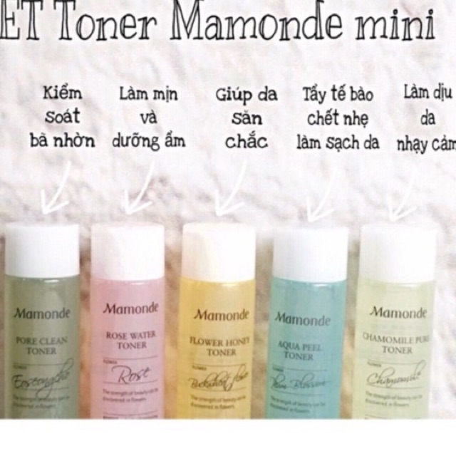 Bộ 5 Chai Nước Hoa Hồng Mamonde Trial Kit - Set Toner Mamonde