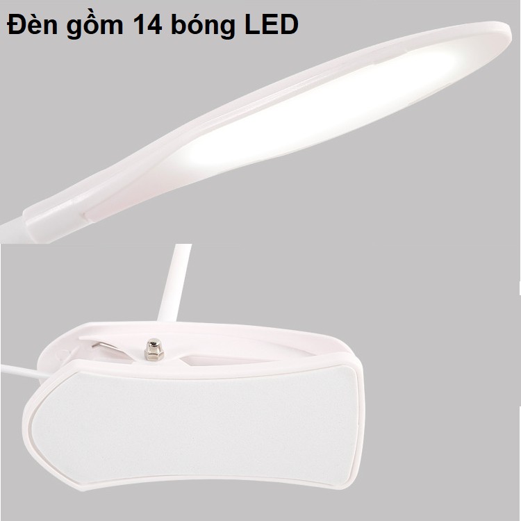 Đèn LED USB 14 bóng mini 5V thiết kế có công tắc dùng để đọc sách để bàn máy tính có chân kẹp