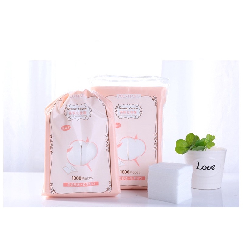 Bông Tẩy Trang 1000 Miếng 100% Cotton Nhẹ Dịu Không Kích Ứng