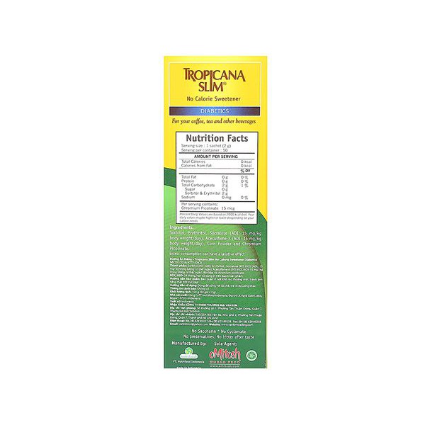 Đường ăn kiêng Tropicana Slim(Hộp 50 gói x 2g)-Cho người tiểu đường