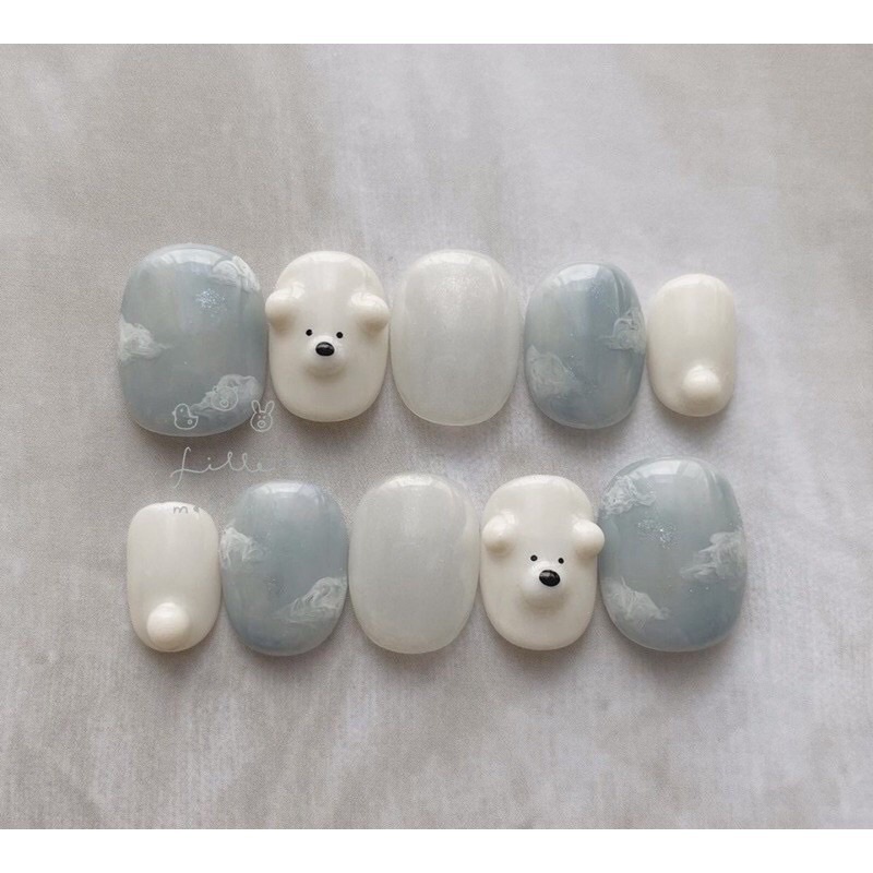 Nailbox gấu loang xanh đám mây