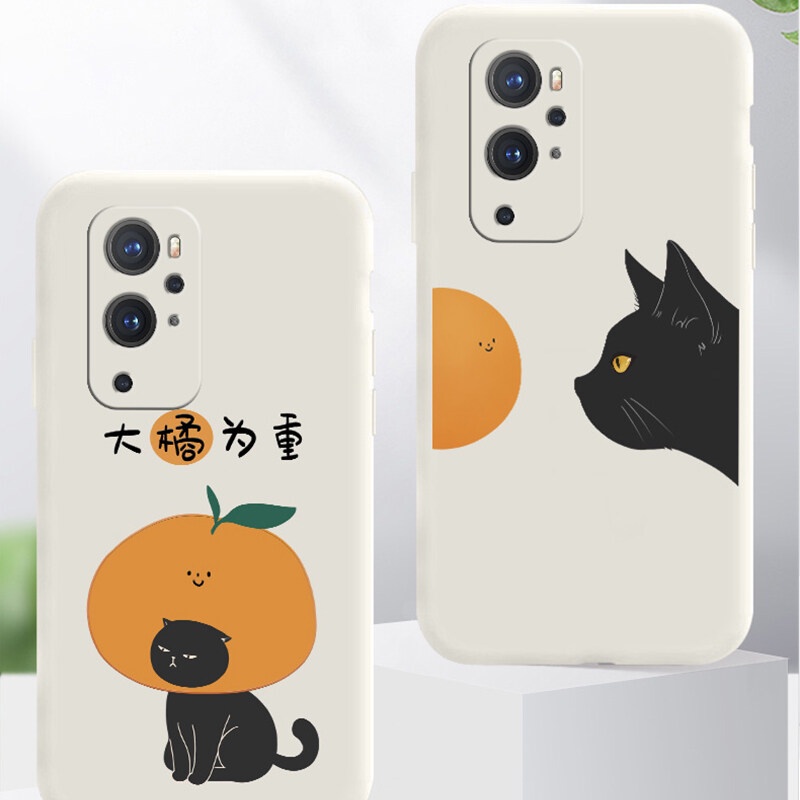 NOHON phone Casing Soft Case For SAMSNUG NOTE 20 ULTRA 10 LUS LITE 9 8 orange cat Luxury Straight Edge back cover