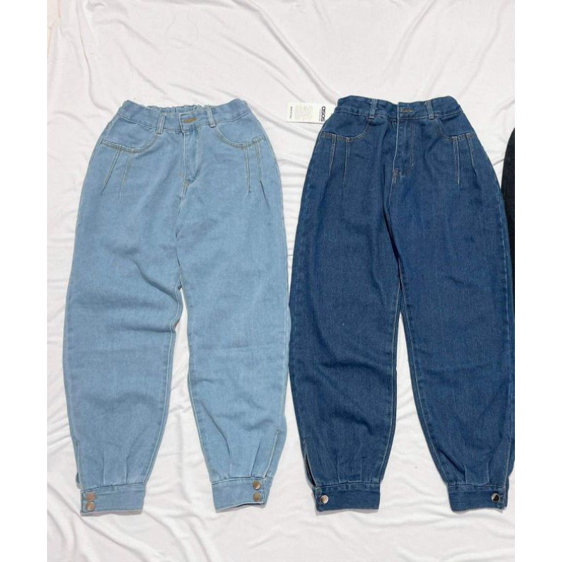 Quần baggy bò chốt gấu