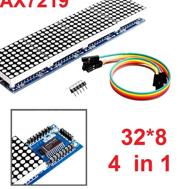 Mô Đun Ma Trận Ma Trận 4 Trong 1 Max7219 Led 8x8 4 Trong 32x8 Arduino Max 7219 5p Kable