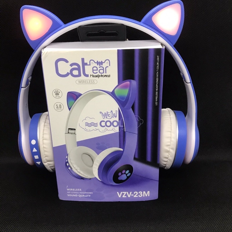 Tai Nghe Bluetooth Tai Mèo Có Đèn LED Đổi Màu Không Dây Gập Gọn, Tai Nghe Chụp Tai Mèo, Headphone Bluetooth Tai Mèo