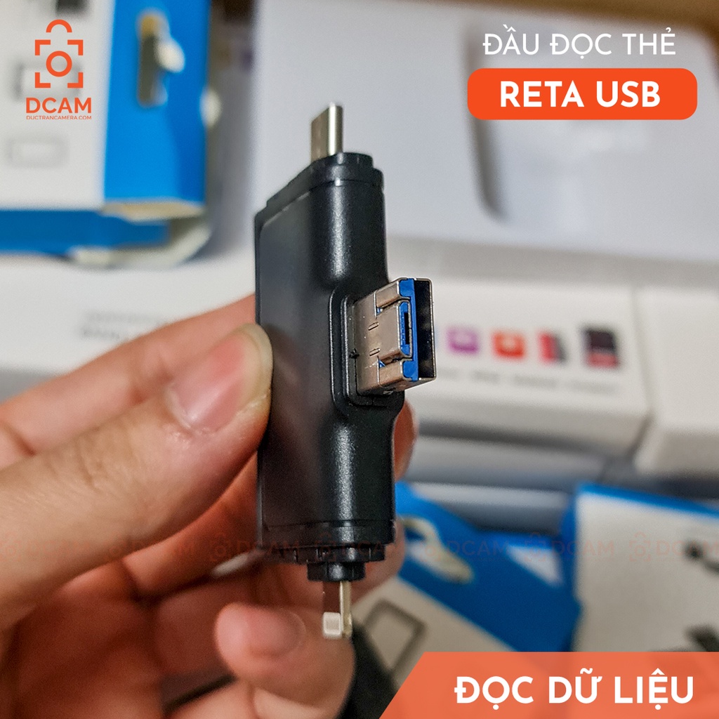 Đầu đọc thẻ RETA USB - Đọc được USB, thẻ SD, micro SD cho Iphone, Android, Laptop - Không cần cài thêm APP