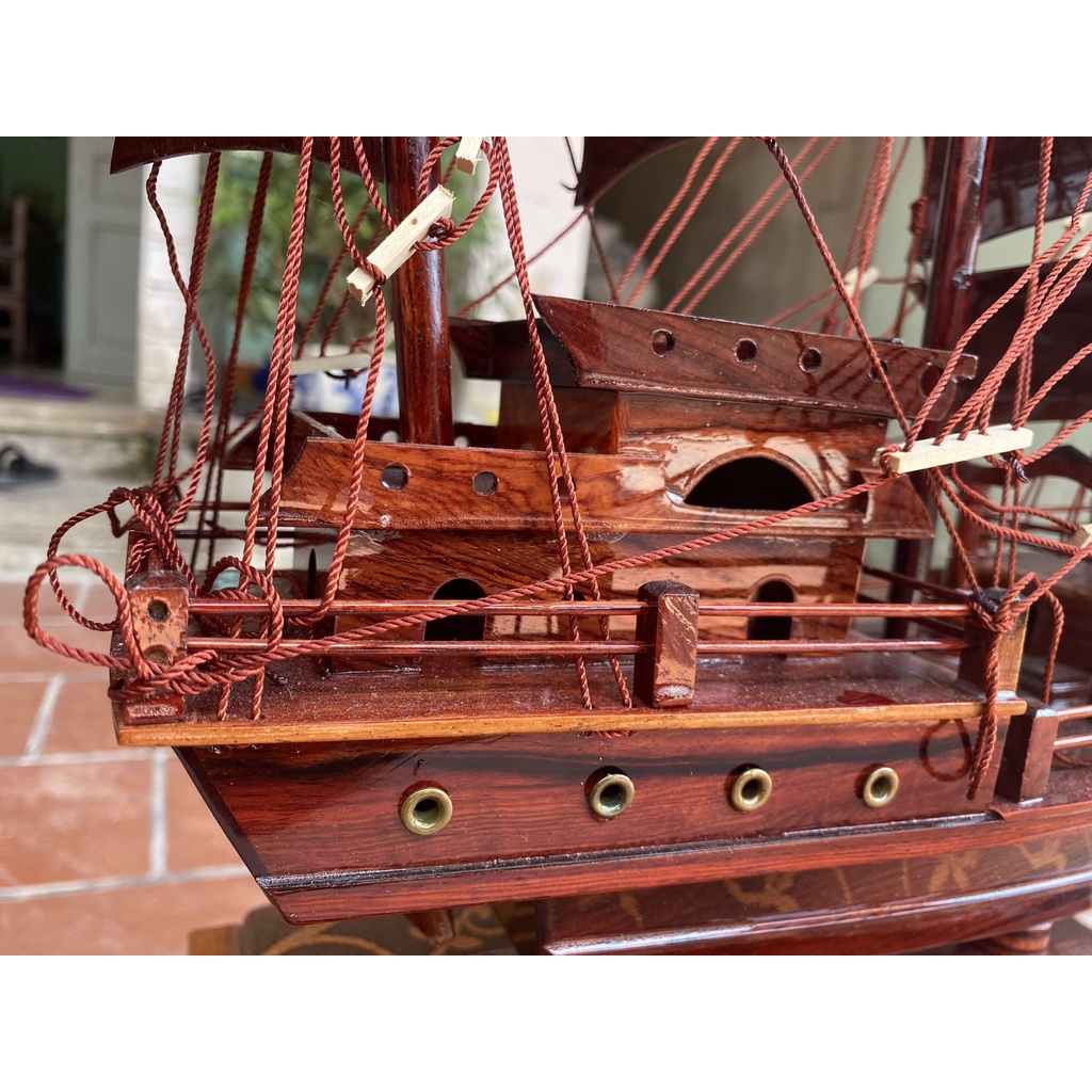 Mô Hình Thuyền Gỗ THÁI LAN Dài 55cm - Gỗ Cẩm Lai - Thân thuyền 40cm