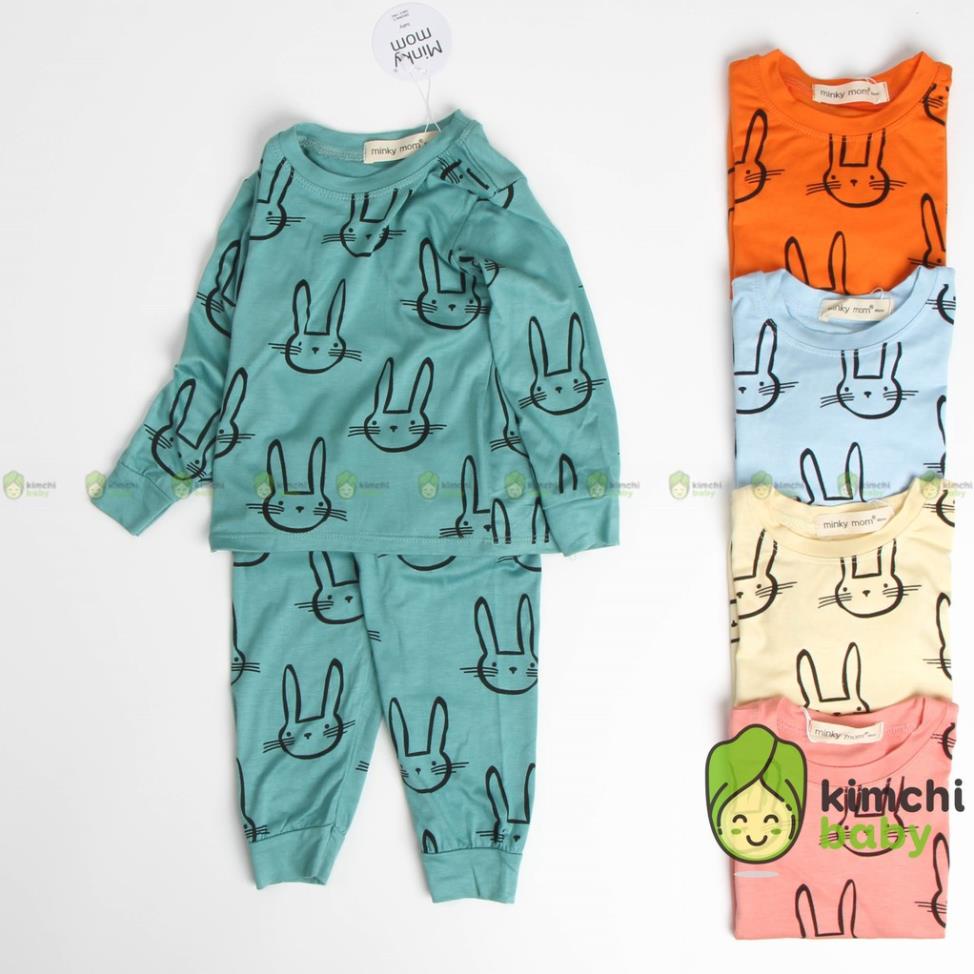 Đồ Bộ Bé Trai, Bé Gái Minky Mom Vải Thun Lạnh Họa Tiết Thỏ In Chìm, Bộ Dài Tay Thu Đông Cho Bé MKMTD2105 ་