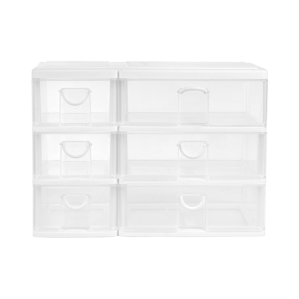 HomeBase KEYWAY Tủ nhựa mini để bàn 6 ngăn kéo CK556 Thái Lan W38.3xH27.5xD21cm màu trắng