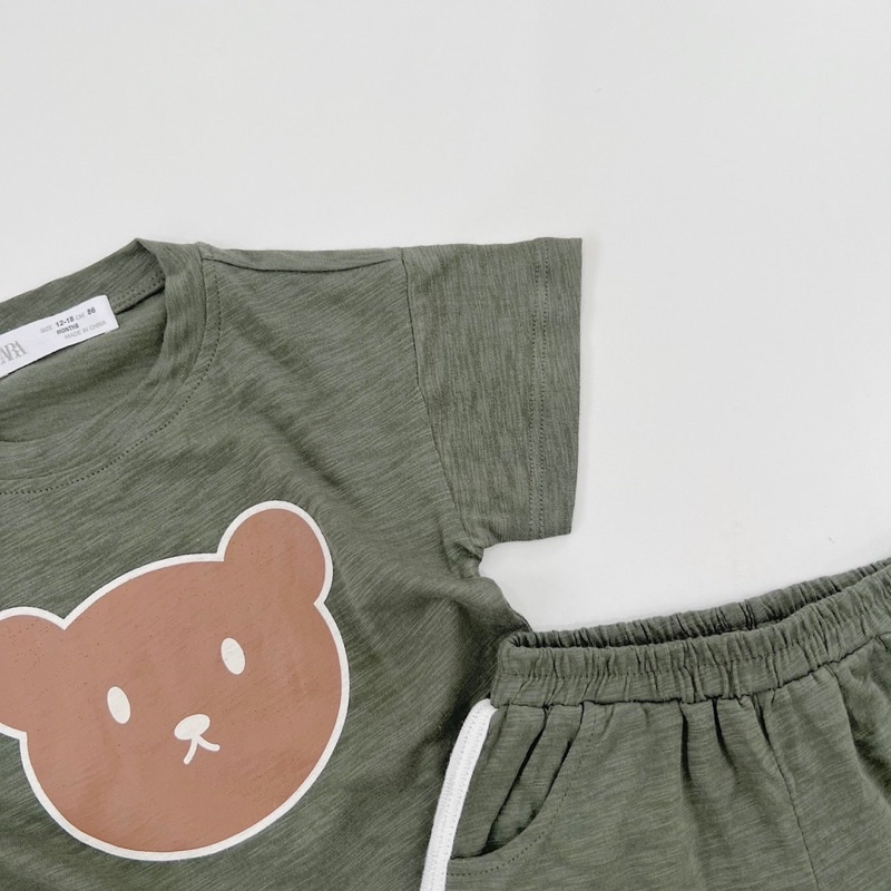 Bộ short cotton gấu bear bé trai bé gái-MS73