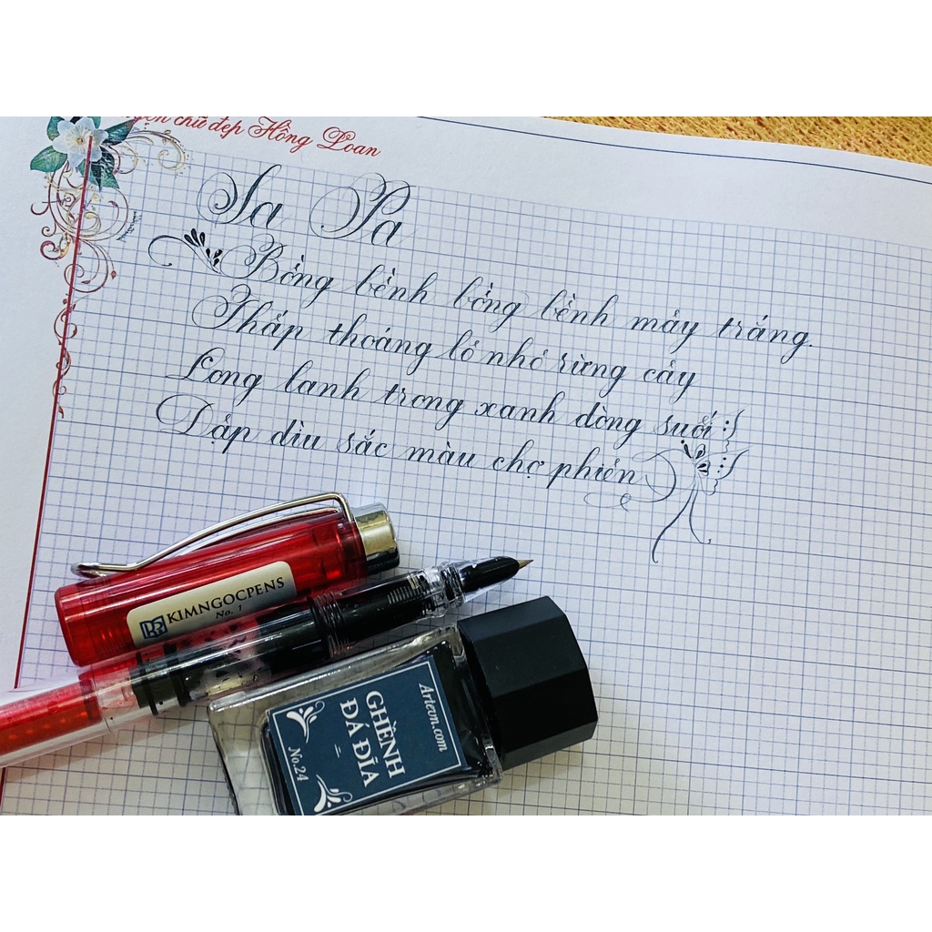 Bút máy Kimngocpens No1F ngòi lá tre bút máy luyện chữ đẹp nét thanh nét đậm viết calligraphy bút mực bút cho học sinh