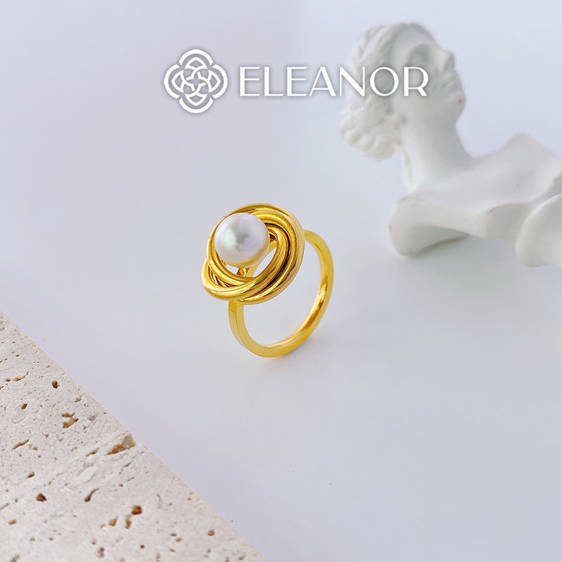 Nhẫn nữ titan Eleanor Accessories ngọc trai nhân tạo phụ kiện trang sức 4049
