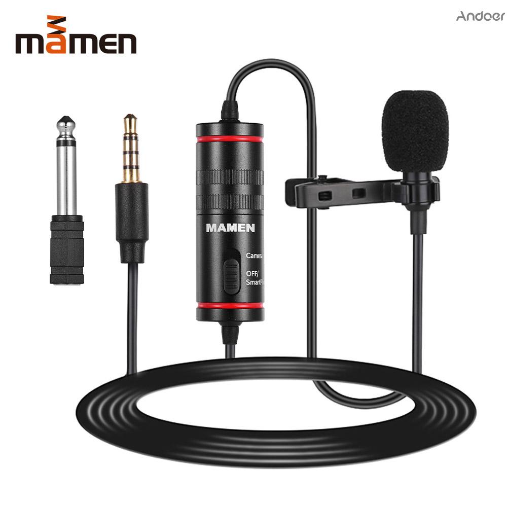 ✧   MAMEN KM-D1 Condenser Lavalier Microphone Cilp-on Lapel Microphone 8m Cable Length for Phone& DSLR Camera Camcorder Audio Video Recorder Super Sound for Interviewing Presentations Vlog Recordering