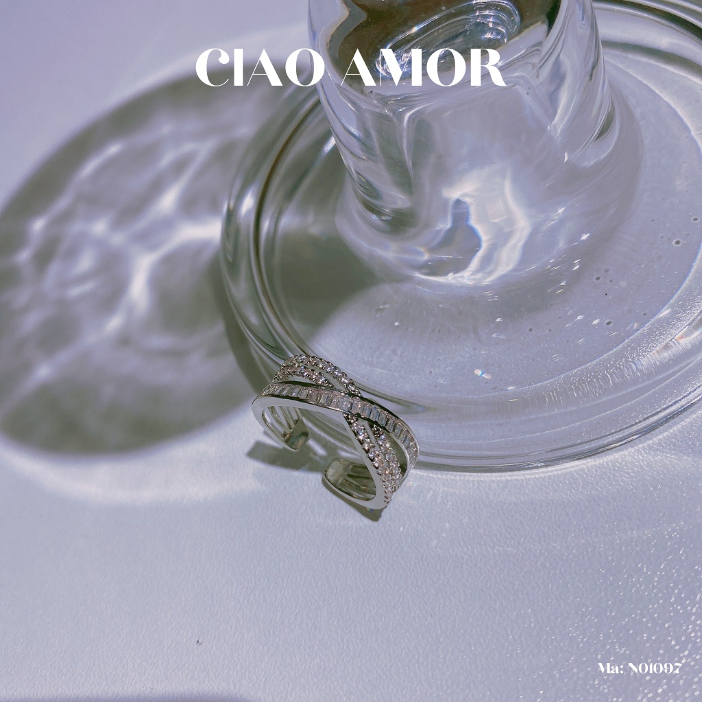 Nhẫn nữ, nhẫn sang trọng chéo đính đá Trang sức Ciao Amor - N0197