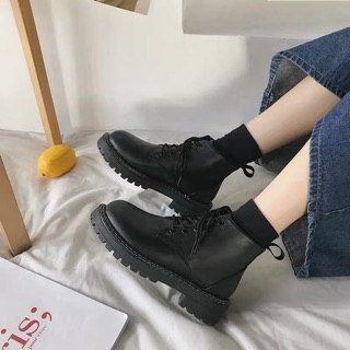 Giày bốt ulzang da lì và da bóng
