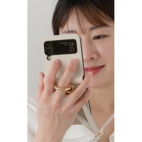 Ốp điện thoại da họa tiết gợn sóng có dây đeo cho Samsung GALAXY Z Flip/Z Flip 5G/Z Flip 3/Z FLIP4 5G