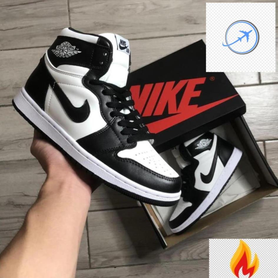 🤳✍️ SẴN Giày Sneaker Nam Nữ Đen Trắng, Giày Nike Air Jordan 1 JD1 Panda High Cổ Cao Bản Da Xịn H9 -KJH* ️🏆 🤳✍️