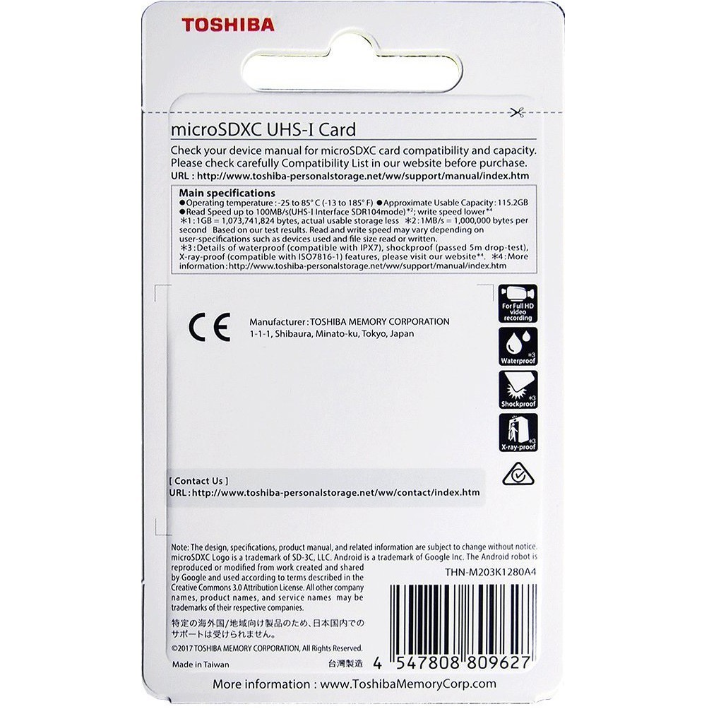 k89 Thẻ nhớ MicroSDXC Toshiba M203 UHS-I U1 128GB 100MB/s - chuyên camera và điện thoại (Đen) 1