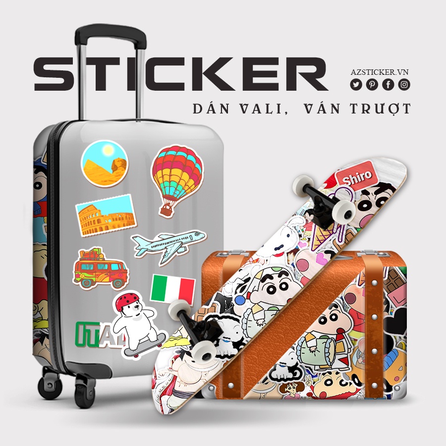 Set Sticker Cậu Bé Bút Chì Shin Cute Dán Vali , Dán Điện Thoại , Laptop Chống Thấm Nước , Chống Bay Màu | Mã STK11