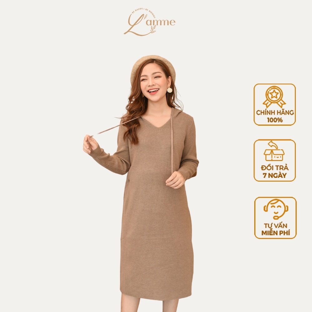 Váy len mũ dày ấm áp phong cách trẻ trung, năng động dáng freesize sản phẩm L'AMME