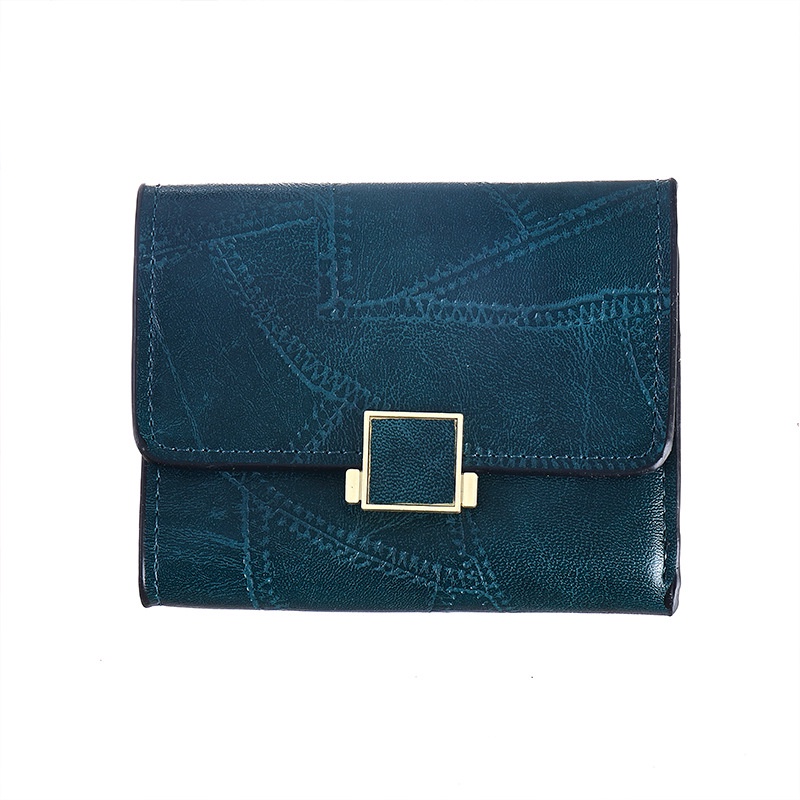 KAITIFEI Ví nữ da ngắn gập cầm tay mini nhỏ gọn đẹp giá rẻ vintage sang trọng