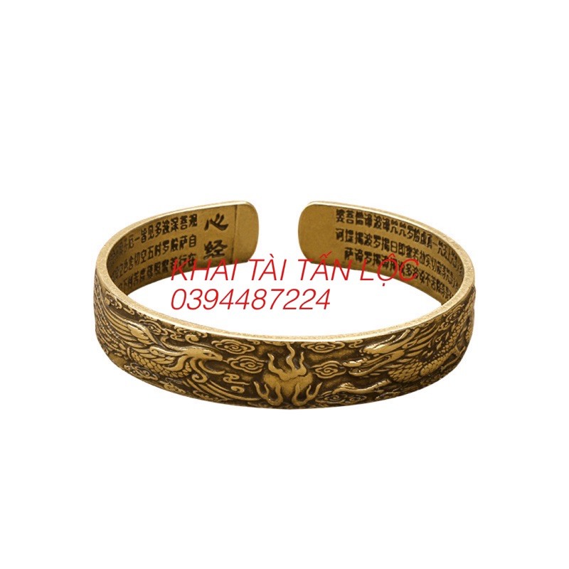 Vòng tay long phụng trình tường khắc tâm kinh bằng đồng