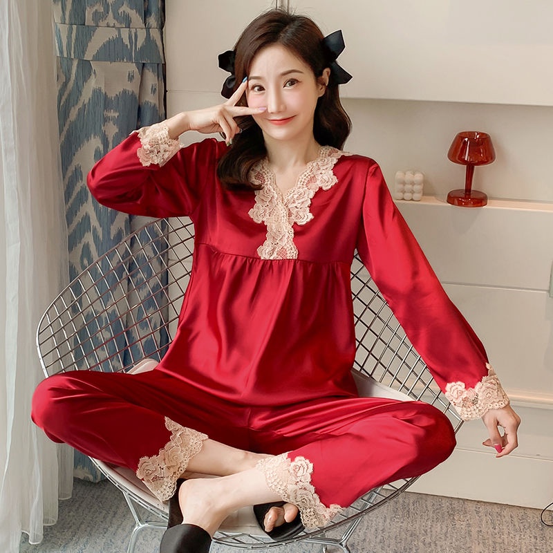 Bộ đồ ngủ lụa dài tay mùa xuân gợi cảm 2021