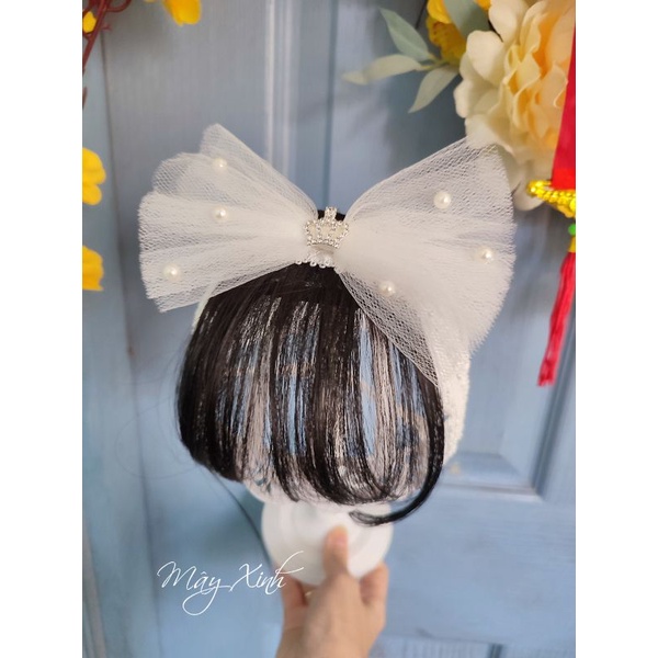 Băng đô nơ lưới vương miệng nhí xinh cho bé