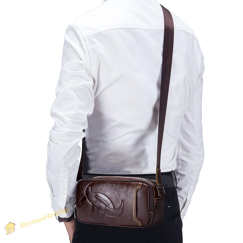 Túi đeo chéo da bò màu trơn phong cách cổ điển cho nam | BigBuy360 - bigbuy360.vn