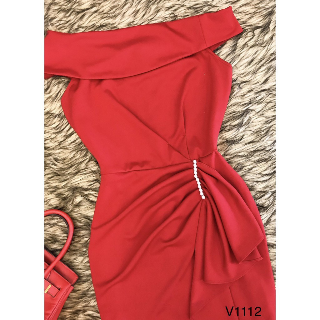 [ xả kho ] MiD Đầm đỏ trễ vai ngọc eo hàng thiết kế V1112 Mie Design ảnh thật