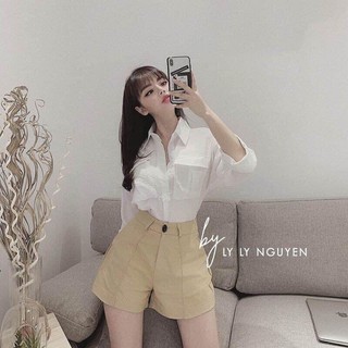 sơ mi đũi trắng túi ngực