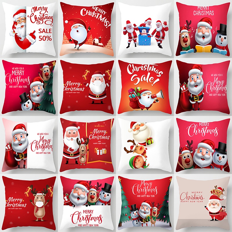 Vỏ gối dạng vuông in họa tiết phong cách Giáng sinh dùng cho trang trí nội thất | BigBuy360 - bigbuy360.vn