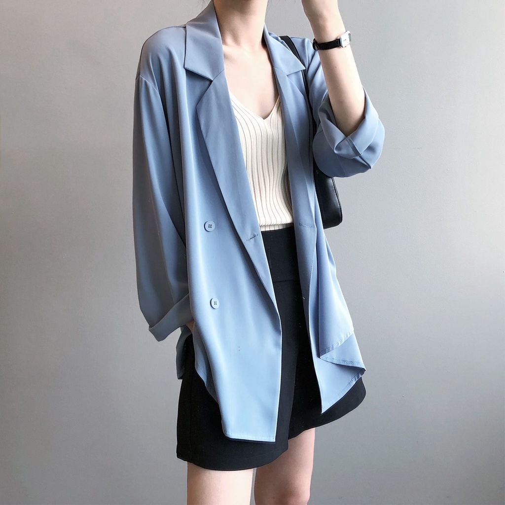 Jiashucheng Áo Khoác Blazer Chất Liệu Chiffon Mỏng Dáng Rộng Cao Cấp Thời Trang Theo Phong Cách Anh Cho Nữ