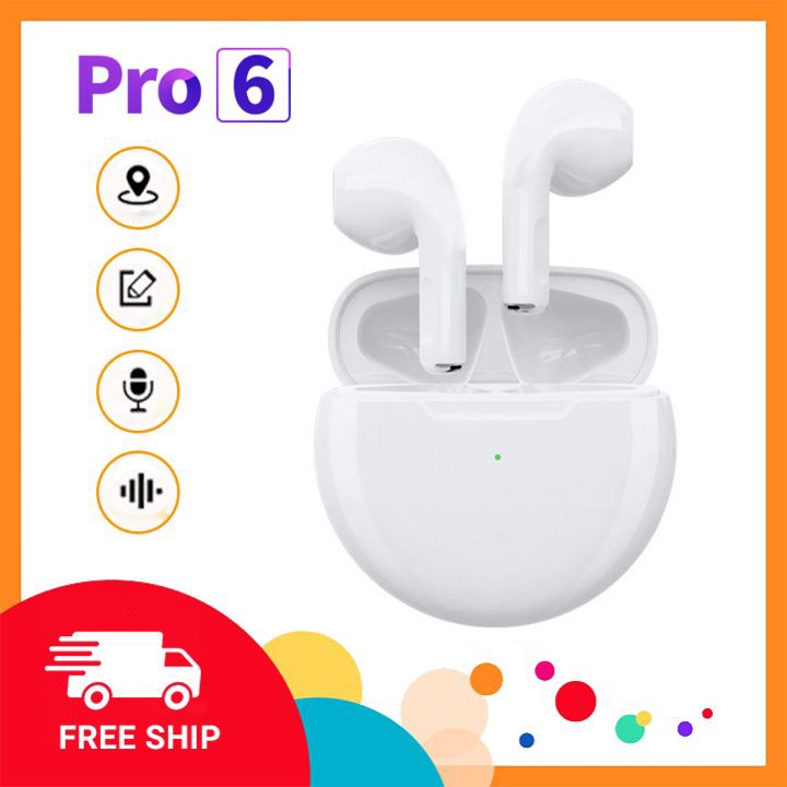 Tai Nghe Không Dây Pro 6 TW5.0, Tai Nghe Bluetooth, Cảm Biến, Đổi Tên, Hỗ Trợ Tất Cả HĐH
